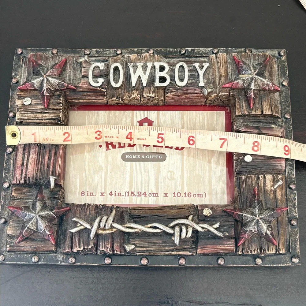 Picture Frame 4” x 6” Red Shed Home & Gifts Western/Rustic Theme “Cowboy”